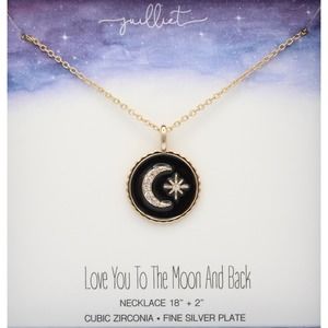 Gold Over Fine Silver Plate CZ Celestial Pendant Necklace in Gift Box #BX006